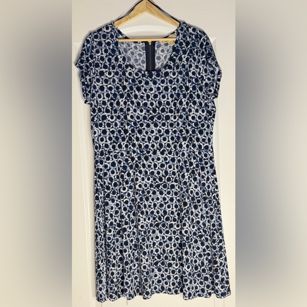 Michael Kors Blue and White Mini Sheath Dress, XL